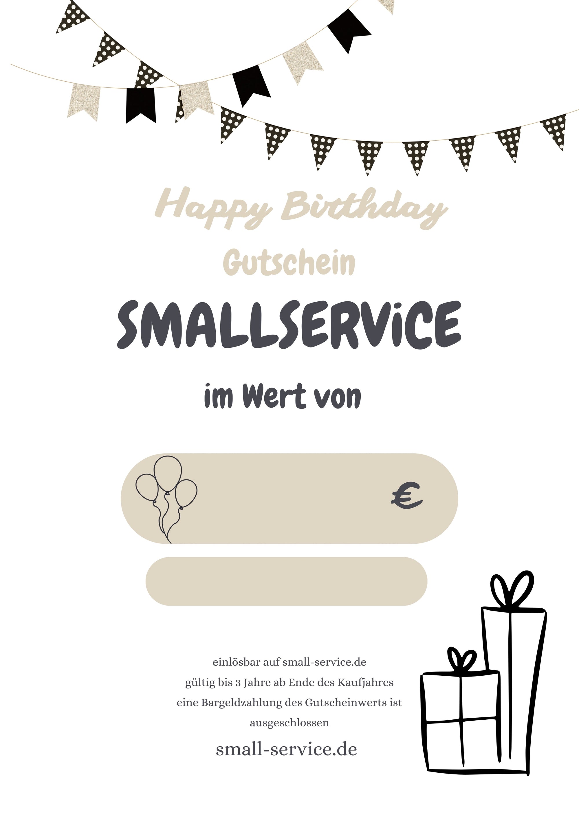 SMALLSERViCE Gutschein personalisiert