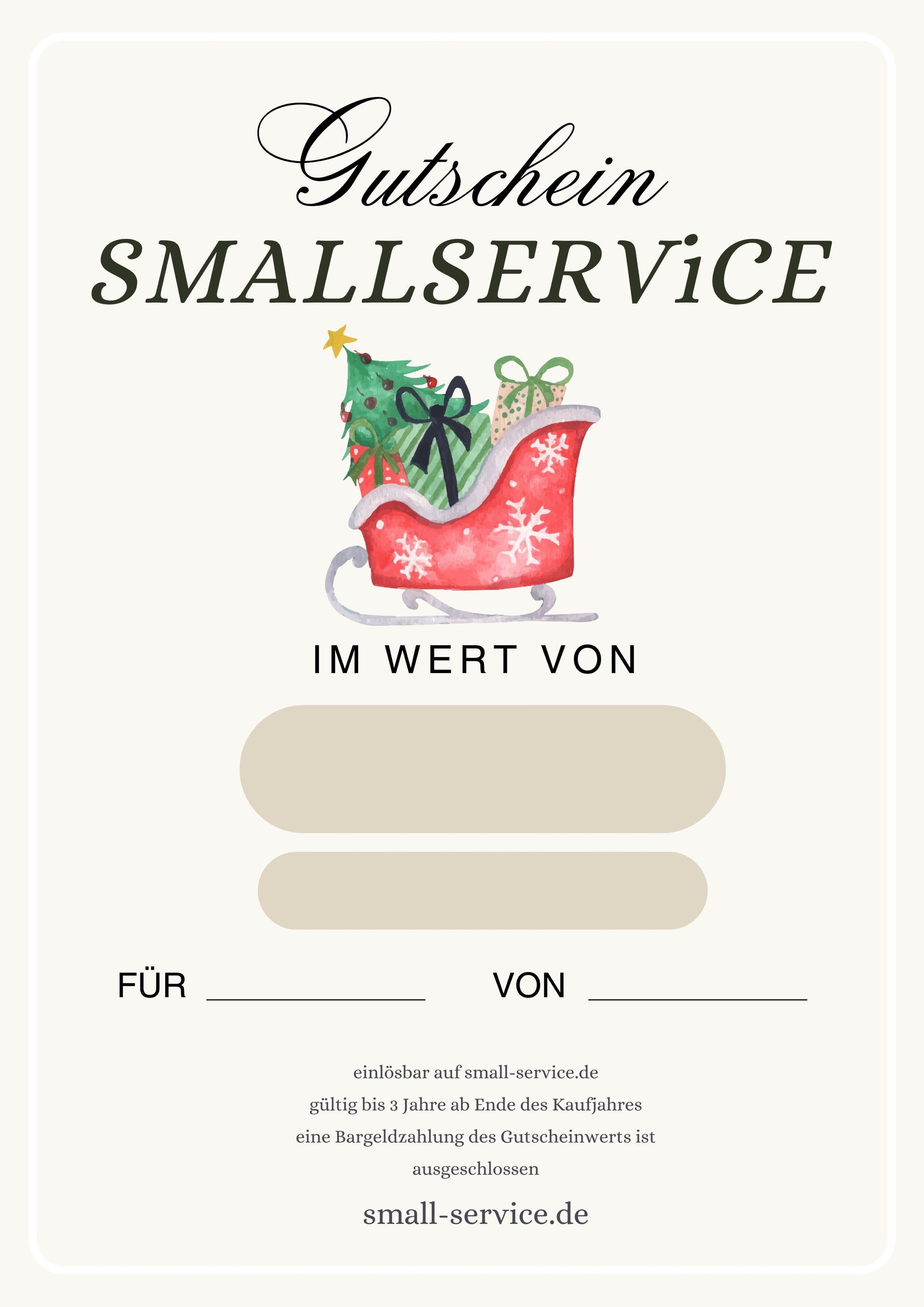 SMALLSERViCE Gutschein personalisiert