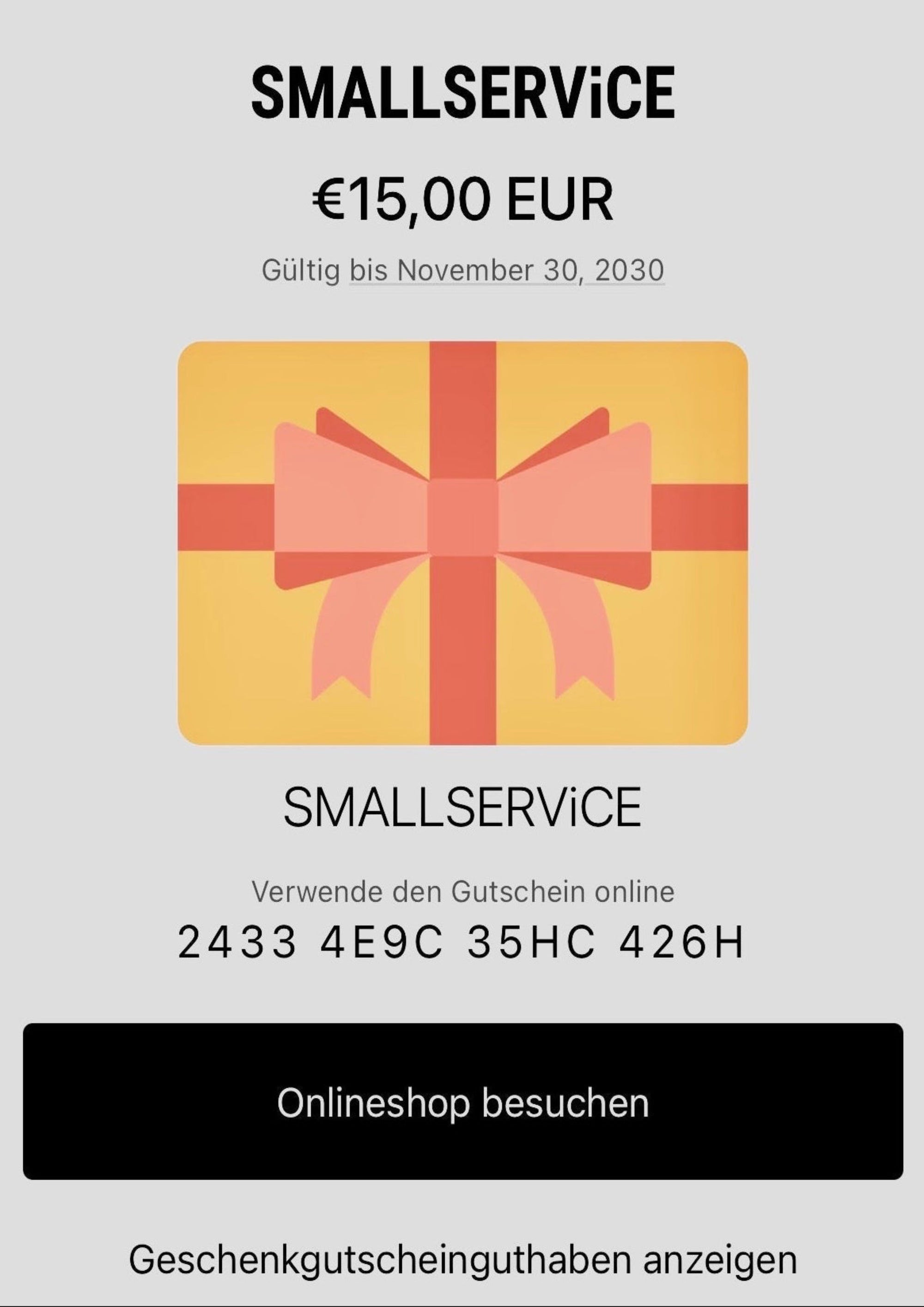 SMALLSERViCE Gutschein